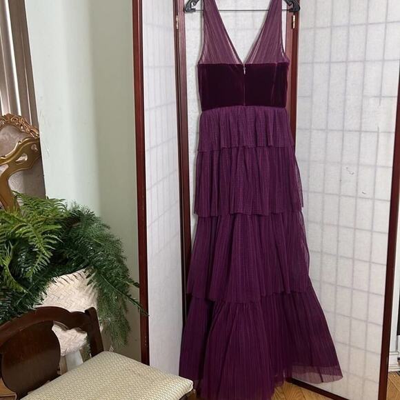 NWT BCBGMAXARAZIA TIERED RUFFLE TULLE MAXI DRESS SIZE S - Picture 2 of 13